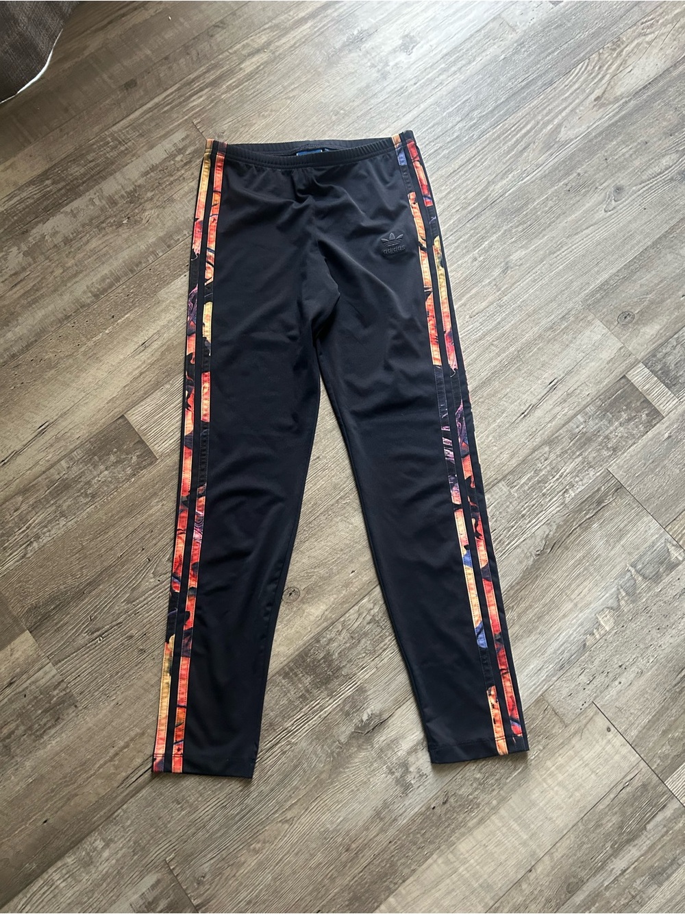 adidas Black Track Pants with Sunset Stripe Accents